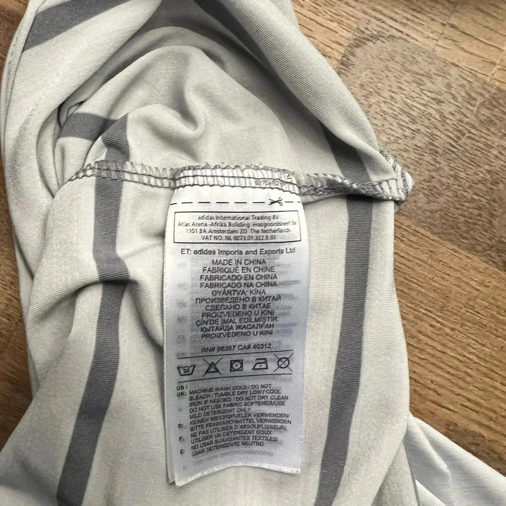 Men’s Gray Striped Adidas Golf Polo Size Medium